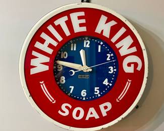 White King Soap back light up neon clock 