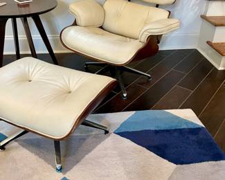 Eames style arm chair and ottoman, not signed.  Vintage. 