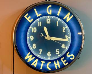 Vintage Elgin Watches Shop Wall Clock back lighted 