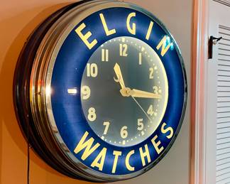 Vintage Elgin Watches Shop Wall Clock back lighted 