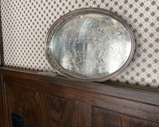 15 in etched silver plate tray