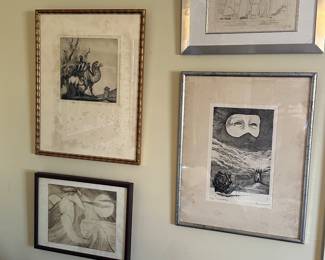 etchings, prints, pencil drawing, 