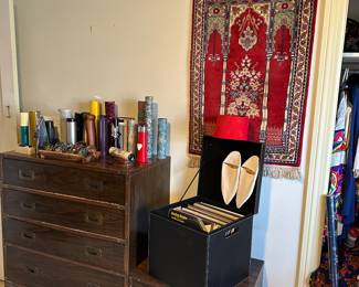 Prayer rug, vintage mid century bedroom furniture