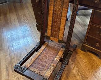 antique circa 1850 carved folding chair from India 