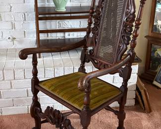 Antique European carved arm chair. 