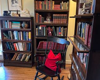 barrister bookcases, APSU Heckman rocker, antique books