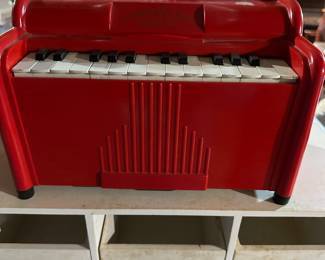 Vintage red Electric organ miniature