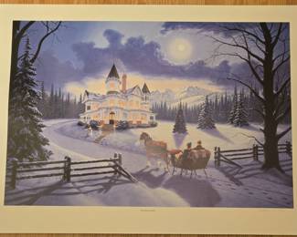 Perry Victorian winter scene print - signed and numbered 