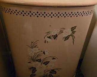 Vintage metal clothes hamper 