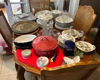 Dining room table, dishware, noritake, serving dishes, plates, bowls