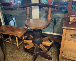 ox yoke and wagon wheel stool; two available