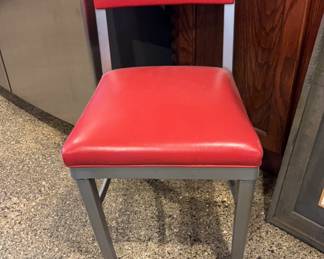 steel and nawgahyde side chair red