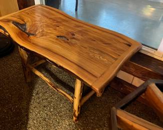rustic cedar side table