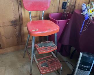 vintage red stool
