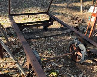 railroad cargo luggage cart, heavy steel frame