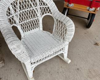 white wicker rocker