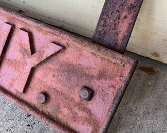 detail of G.C. & S.F. Railway cast iron bridge sign