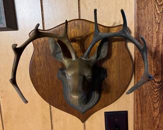 mounted brass stag head