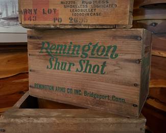 vintage wooden ammo boxes