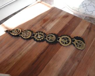 Horse Brass Medallions on a Leather Martingale