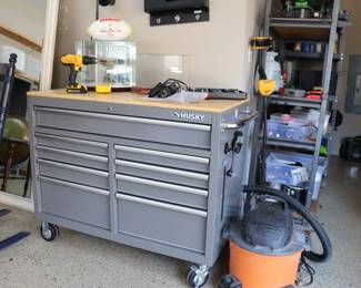 Husky 9 Drawer 46"  Tool Chest With Wooden Top