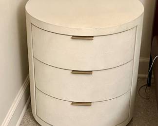 Pair of Clio Shagreen 3-Drawer Round Nightstands, Brass from Restoration Hardware