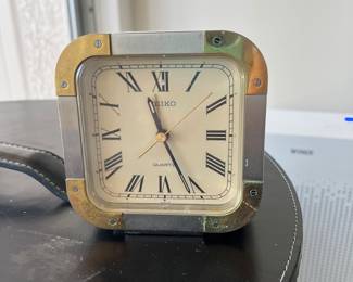 Seiko Japan Vintage Alarm Clock, Polished Brass & Brushed Steel, Model QQP-275S