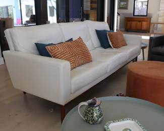 Design within reach white leather sofa
