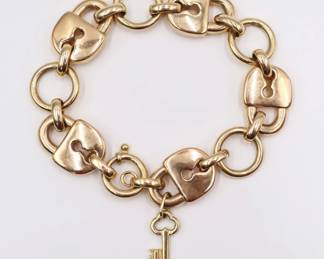 Lot 563 14kt Lock and Key Bracelet