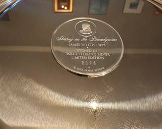 C53 - $175 - Sterling Silver Plate "Skating on the Brandywine" James Wyeth 1975 Limited Edition #2096. 