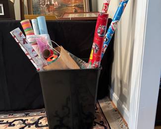 C33 - $10 Bin of Wrapping Paper, Ribbons, Gift bags etc.