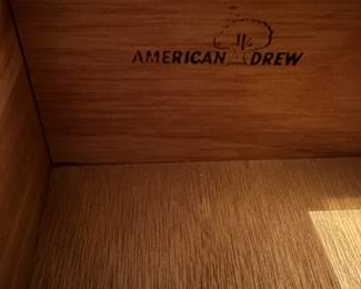 C50 - $150 - American Drew Armoire. Measures 38" wide x 19" deep x 67.5" tall. Top has adjustable shelves and single drawer. Bottom has 2 drawers. All slide easily. Great smaller size!