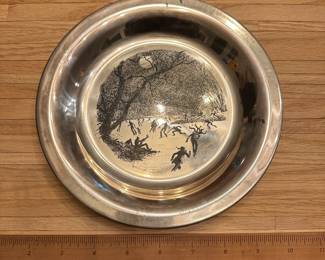 C53 - $175 - Sterling Silver Plate "Skating on the Brandywine" James Wyeth 1975 Limited Edition #2096. 