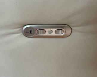 C15 - $350 - Flexsteel Industries Power Reclining & Adjustable head sofa. Leather & Faux Leather mix. Measures 85.5" long x 41" tall x 40" deep. 