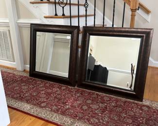 C10 - $30 - PAIR of square wall mirrors. Each measures 32.5" square. Very minor signs of wear. 