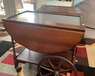 Vintage Roll Cart Glass Tray On Top