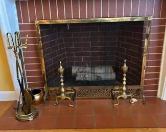 Brass Fireplace Tools Screen
