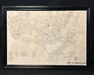 City Of Marblehead Framed Map, Vintage