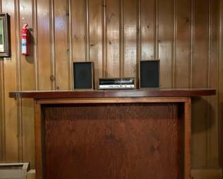 MCM Veneer Bar With Vintage Stereo Equipment
