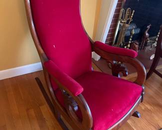 Red Cushioned Rocking Chair
