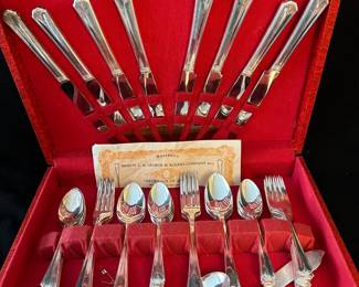 Simeon L George H Rogers Silverplate Silverware Set With Certificate