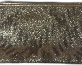 Silver Glitter faux Burberry Cosmetic Bag