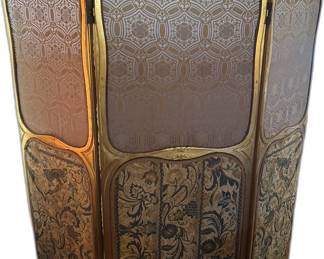 Louis XV style 18th Century Style Painted & Giltwood 3-Panel Mirror Screen -- BACK