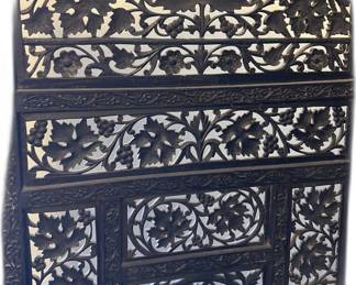 Hand Carved Teak Wooden Room Divider from India -- Detail View