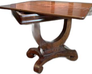 Empire Style Mahogany Turn-top Game Table -- Mid-Swivel View