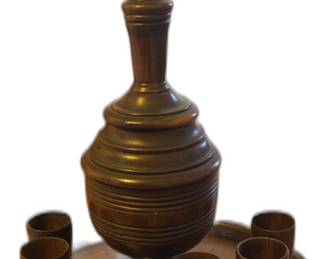 Antique Wooden Decanter Set