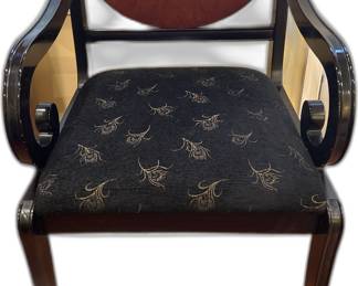 Pair of Upholstered Black Lacquer Armchairs 