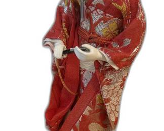 Japanese Geisha Doll in Red Kimono