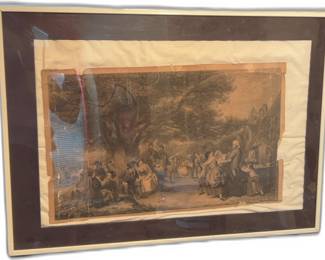 19th Century Engraving: Rustic Dance Scene (W.P. Firth RA)