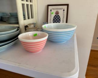 Pyrex bowls, striped